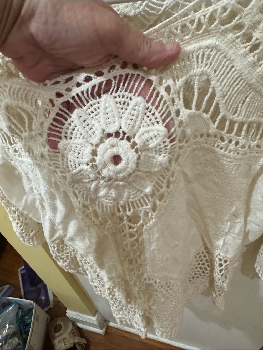 Taylor & Sage Ivory Crochet Lace Boho Blouse - Picture 2 of 6